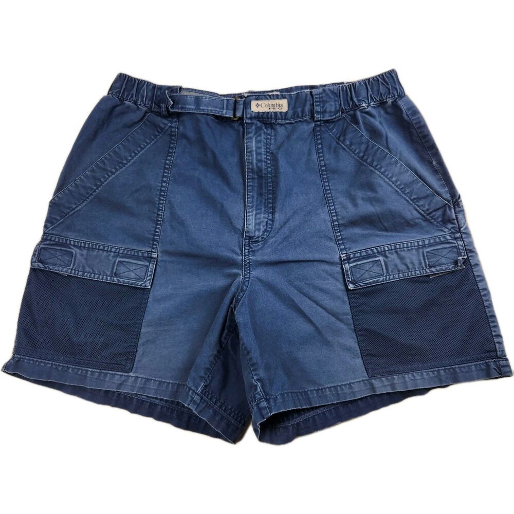Columbia Vintage Half Moon PFG Shorts Mens L Deep Mesh Pockets Marina Outdoors